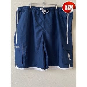 U.S Polo Assn Blue and White Swim Trunks